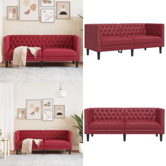 vidaXL Poltrona Chesterfield a 2 Posti Rosso Vino in Similpelle - Poltrona Chesterfield - Poltrona in similpelle