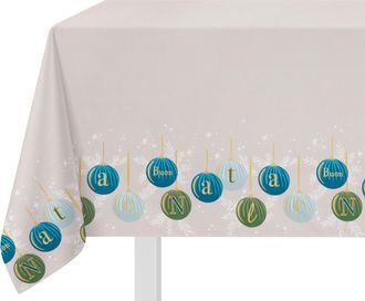 KASANOVA Tovaglia natalizia bianca palline ottanio
