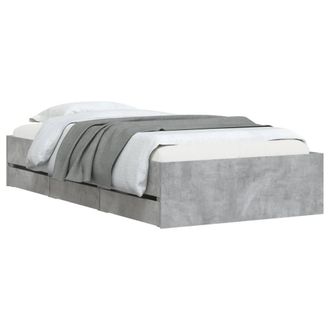 Berkfield Home Modern Bed Frame w/Drawers Frame Concrete Grey 75x190 cm Small Single