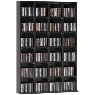 HOMCOM DVD CD Media Storage Rack - Video Display Unit - 89 X 130.5 Cm - Black | TJ Hughes