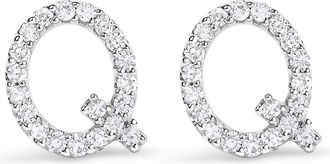 House of Brilliance 10K Gold 1/10 Cttw Diamond Initial A to Z Stud Earring