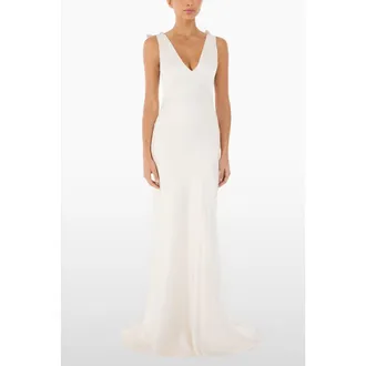 Jenny Packham Collette Beaded Bow-Detail Maxi Dress in Ivory at Nordstrom, Size 12 Uk