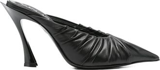 MUGLER 95 mm Fang geplooide muiltjes met puntige neus - Zwart