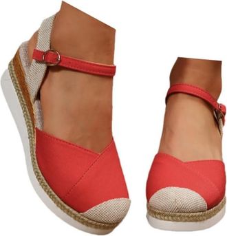 Generic Closed Toe Platform Wedge Sandals for Women 2026 Orthopedic Espadrilles Wedges with Elastic Ankle Strap Retro Comfort Platform Wedges Sandal Summer An