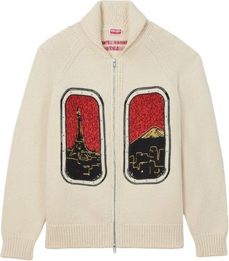 Kenzo CITY ZIPPED CARDIGAN Size: L, colour: WHITE