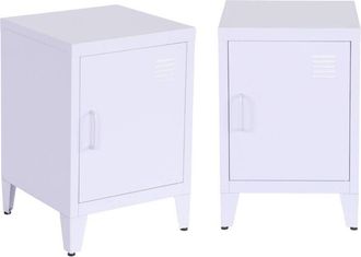 Sweeek Set of 2 industrial bedside tables, 1 door, Soho, Lilac, 38x38x180 cm