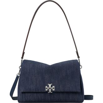 Tory Burch Charlie Denim Shoulder Bag in Midnight at Nordstrom