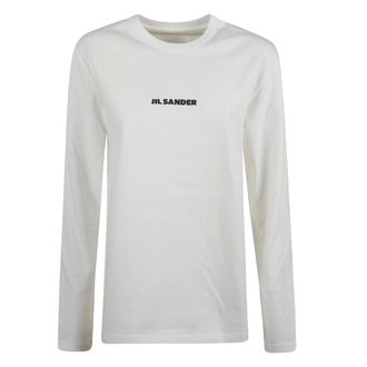 Jil Sander Long Sleeve Tops, female, White, Size: XS Logo T-Shirt