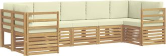 vidaXL Conjunto De Sof&aacute;s De Exterior 7 Uds. Blanco Y Crema Poli&eacute;ster Vidaxl