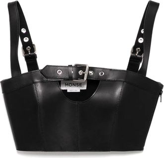 Monse Top in pelle con fibbia - Nero