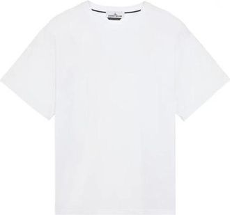 Stone Island Strepen Zes Print Wit T-shirt - Heren - T-shirts - Wit - L - Katoen - Tops