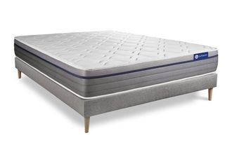 Actisom Somier gris + colch&oacute;n con espuma viscoel&aacute;stica 120 x 190