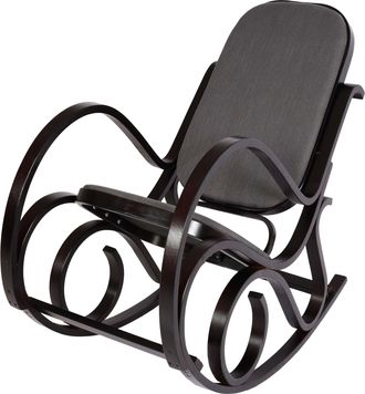 Hhg Mecedora M41, Mecedora Sill&oacute;n Tv, Madera Maciza, Aspecto Nogal, Tela/textil Gris Antracita