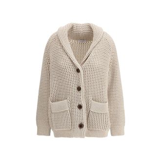 Brunello Cucinelli Beige Cotton Womens Cardigan