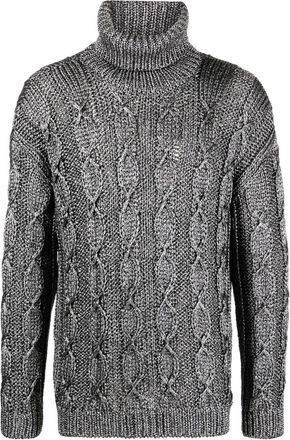 Saint Laurent cable-knit roll-neck jumper - men - Viscose - M - Grey