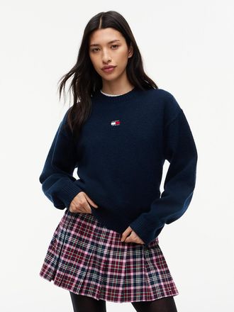 Tommy Hilfiger Womens Tommy Jeans Badge Crewneck Sweater - Navy - XXS