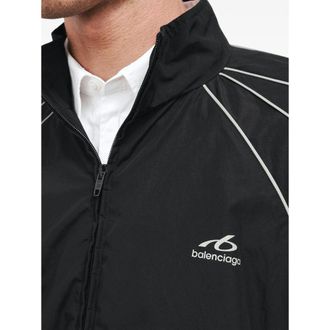 Balenciaga Logo Print Technical Cotton Jacket - Black