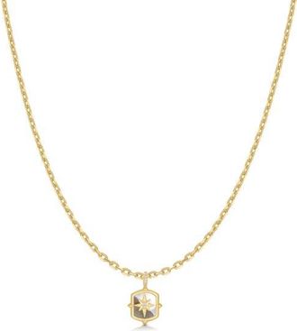 Ania Haie Colorblock Mother Of Pearl Pendant Necklace in Shiny Gold at Nordstrom