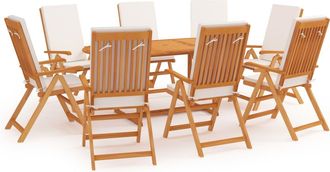vidaXL Comedor De Jard&iacute;n 9 Piezas Con Cojines Madera Maciza De Teca Vidaxl
