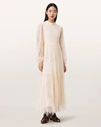 AllSaints Polyamide Lillian Embellished Maxi Dress, Size: UK 14/US 10