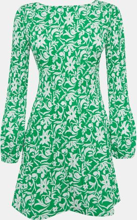 Maje Green Floral Print Crepe Mini Dress