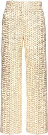 Valentino Garavani Optical trousers - women - Silk/Cotton/Metallic Fibre/Polyamide - 44 - Gold