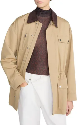 Frame Denim Twill Safari Jacket in Khaki at Nordstrom, Size X-Small