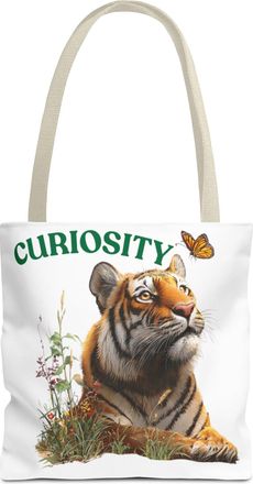 Generic Curiosity Tiger Tote Bag - Nature Lovers Accessory, Eco-Friendly Shopping Bag, Unique Animal Design, Beige, 13 &times; 13, Regular