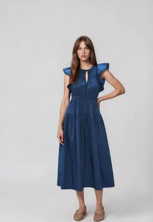 Moon River Rory Midi Dress In Navy