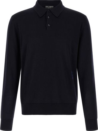 Dolce & Gabbana Blue Virgin Wool Polo Mens Shirt
