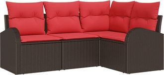 vidaXL Conjunto De Sof&aacute; De Jard&iacute;n Marr&oacute;n Rat&aacute;n Sint&eacute;tico Vidaxl
