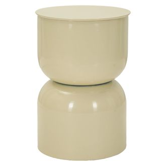 Dmora Mesa De Centro Bandip, Forma Redonda, Color Tablero Blanco, Tono Estructura Crema, 33x51x33h Cm Blanco Crema