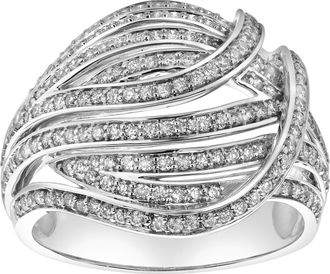 LuvMyJewelry Marina 14K Gold Round Diamond Studded Dome Ring - 0.84cts