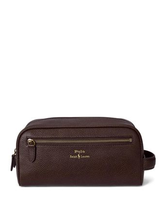 Polo Ralph Lauren Leren toilettas - DARK BROWN