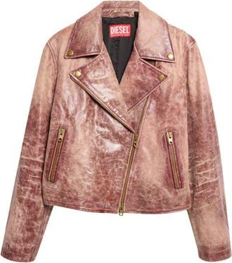 Diesel L-Unatic Leather Moto Jacket in Cognac at Nordstrom, Size 40
