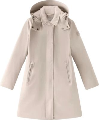 Woolrich Tech Soft Shell Trenchcoat met Afneembare Capuchon - Heren - Parka Jassen - Beige - XS - Jassen