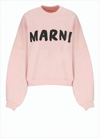 Marni Pastel Pink Long-Sleeve Top With Bold Brushstroke Detailing