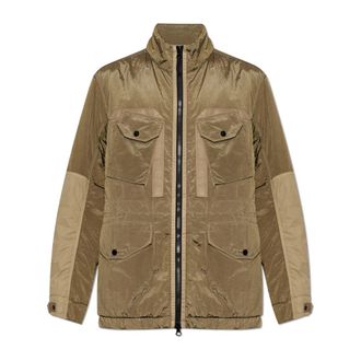 Stone Island Ge&iuml;soleerd jack met patch - Heren - Zomerjassen - Groen - M - Leer - Jassen