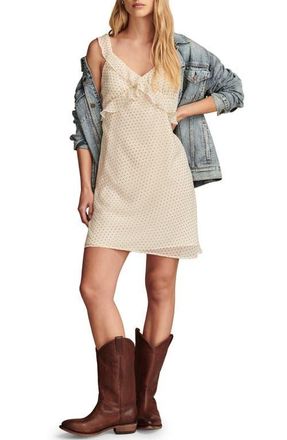 Lucky Brand Polka Dot Ruffle Minidress in Tofu Dot at Nordstrom, Size Small