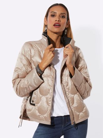 Cr&eacute;ation L Steppjacke CREATION L, Damen, Gr. 36, beige, schwarz, 55% Polyester, 45% Polyamid, F&uuml;llung:90% Daunen, 10% Federn, unifarben, Jacken Steppjacke