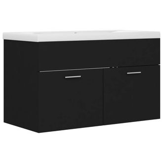 Berkfield Home Sink Cabinet with Built-in Basin Black Engineered Wood