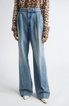 Zimmermann Illustration Pleated Wide Leg Jeans in Neptune at Nordstrom Rack, Size 1 (Fits Like 6 Us)