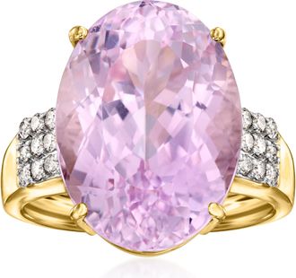 Ross-Simons Kunzite Ring With. Diamonds in 14kt Yellow Gold