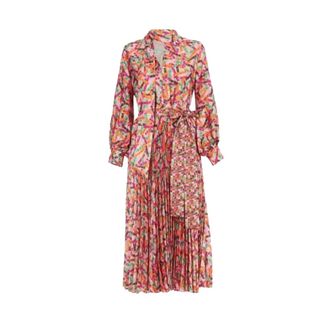 Carolina Herrera Midi Dresses, female, Multicolor, M, Twill Printed Lacito Pleated Midi Dress