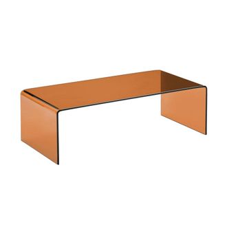Sweeek Mesa de centro rectangular de cristal templado, ambar