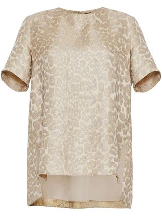 Adam Lippes pleat-back top - women - Metallized Polyester/Cotton/Polyester/Silk - 6 - Neutrals