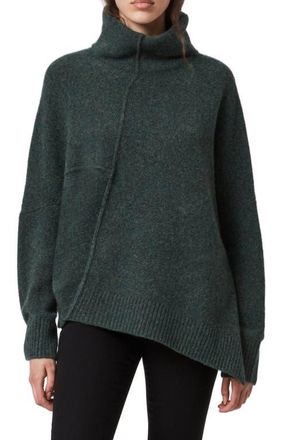 AllSaints Lock Roll Neck Wool Blend Sweater in Dusky Khaki Green at Nordstrom, Size Large