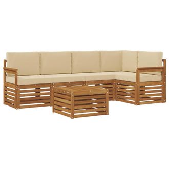 vidaXL Conjunto De Sof&aacute; Seccional Con Coj&iacute;n 6 Pcs Natural Y Beige Vidaxl