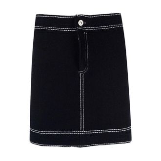 Barrie Denim Skirts, female, Black, XS, Contrast-stitching Denim Mini Skirt