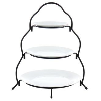 Elama 3 Tier Round Plate Porcelain Serveware Set in White at Nordstrom